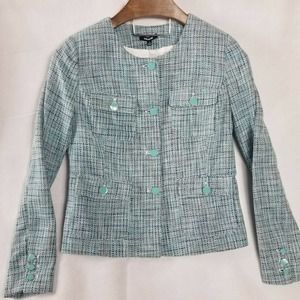 Premise Size 8 Tweedy Lined Designer Jacket Blue